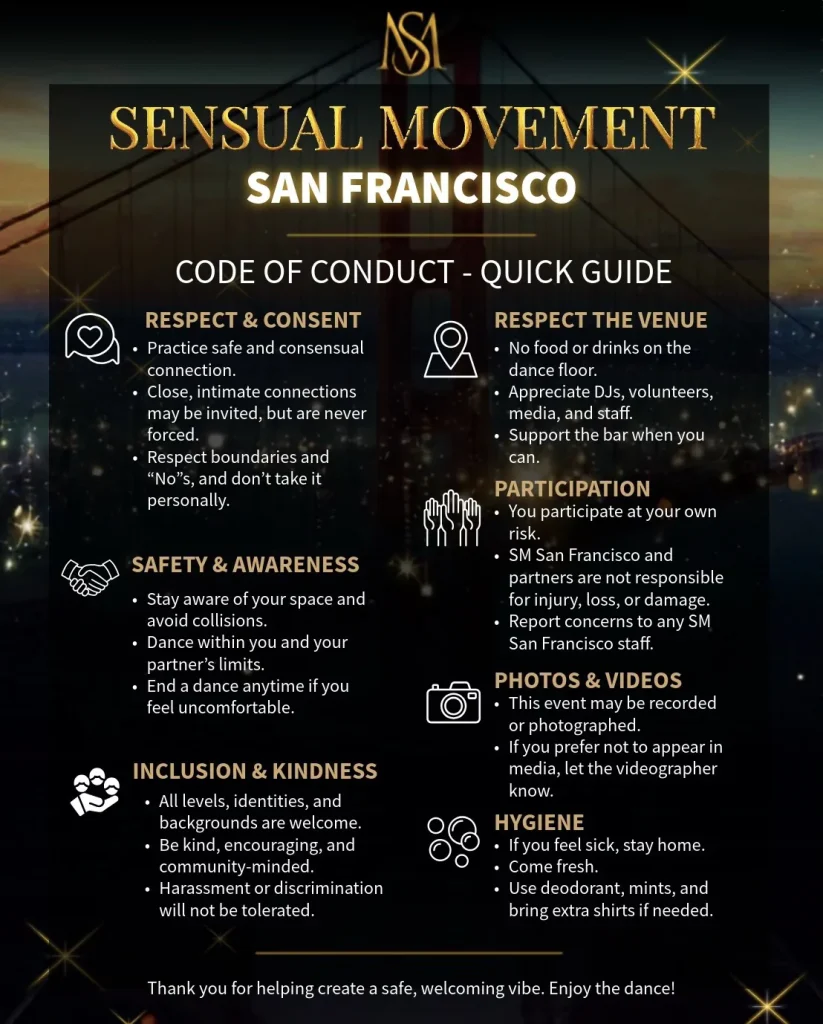 Sensual Movement San Francisco Code of Conduct - Quick Guide to Code of Conduct